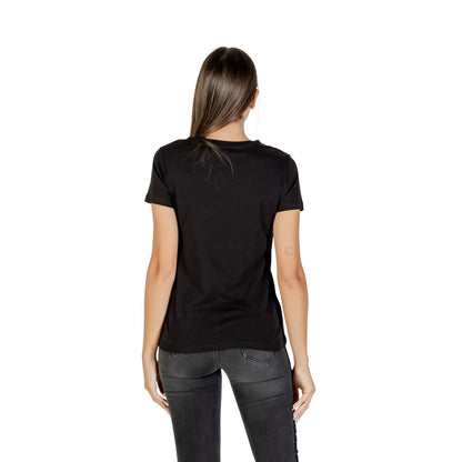 T-Shirt by Armani Exchange for women in cotton black showcases a fashionable silhouette, elegantly detailed with a fashionable and for a sophisticated, high-fashion look.
