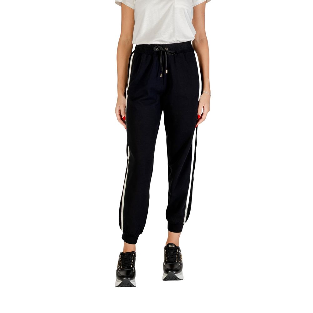 Activewear Jogger Pants by Liu Jo for women in stretch cotton black & white features an sporty with a and long, showcasing sporty .
