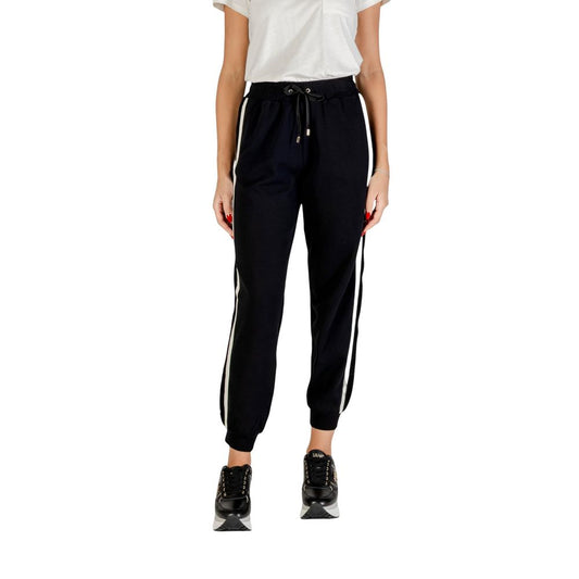 Activewear Jogger Pants by Liu Jo for women in stretch cotton black & white features an sporty with a and long, showcasing sporty .