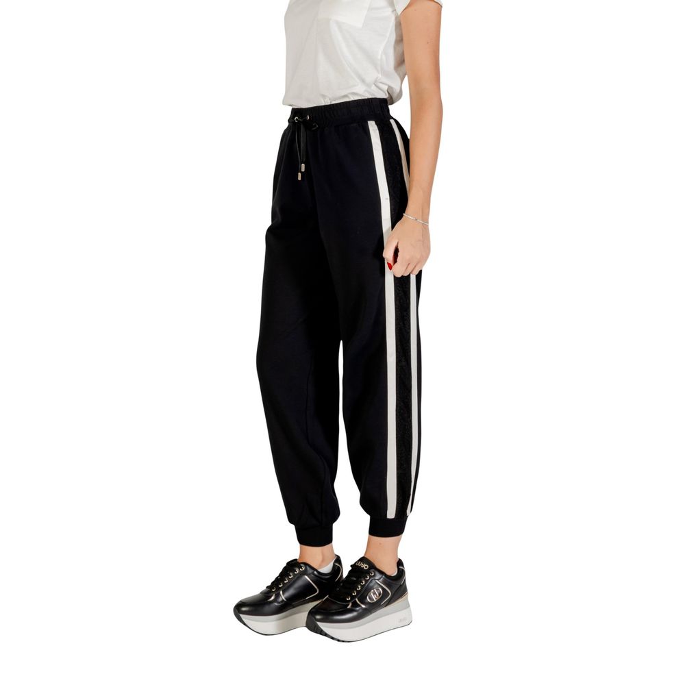Activewear Jogger Pants by Liu Jo for women in stretch cotton black & white features an ergonomic and with a ergonomic long, showcasing innovative for a ergonomic look.