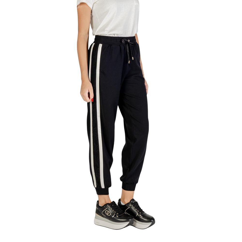 Activewear Jogger Pants by Liu Jo for women in stretch cotton black & white features an kinetic and long with a , showcasing high-performance for an kinetic look.