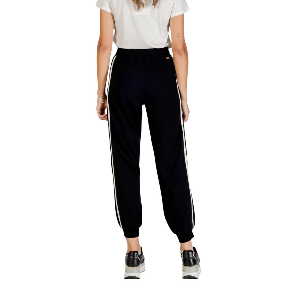 Activewear Jogger Pants by Liu Jo for women in stretch cotton black & white features a athletic with a and long, showcasing athletic for a sophisticated performance look.