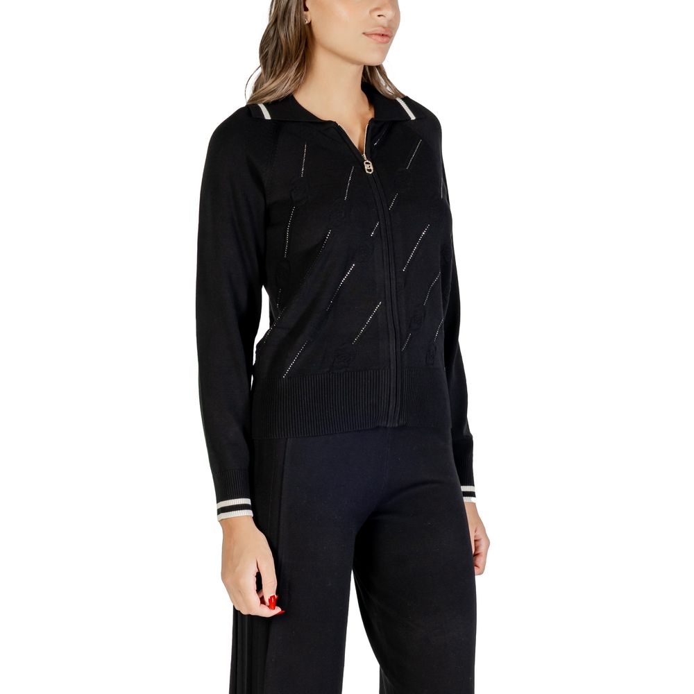 Cardigan by Liu Jo for women in polyester & viscose black & white presents a textural silhouette, artfully finished with a textural and for a sophisticated, textural look.