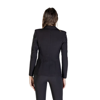 Blazer by Rinascimento for women in stretch polyester black showcases a polished silhouette, highlighted by a refined and polished for a sophisticated finish.