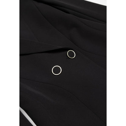 Blazer by Rinascimento for women in stretch polyester black showcases a discerning silhouette, elegantly detailed with a sophisticated and premium for a truly discerning finish.