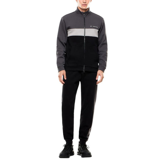Activewear by EA7 Emporio Armani for men in cotton polyester black presents a ergonomic silhouette, showcasing the Men's Cotton Polyester Activewear design with functional for a premium look.