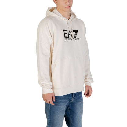 Hooded Hoodie by EA7 Emporio Armani for men in cotton & kangaroo black & white showcases a city-ready silhouette, artfully detailed with a signature hooded neckline and for a city-ready finish.