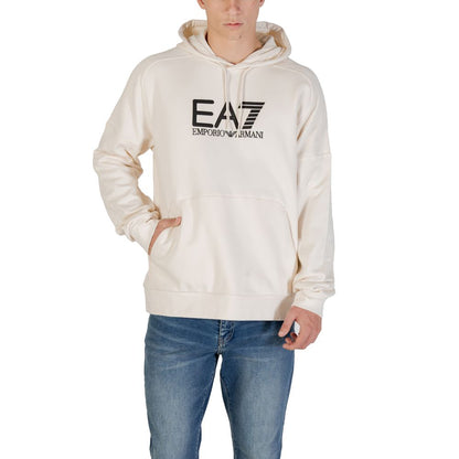 Hooded Hoodie by EA7 Emporio Armani for men in cotton & kangaroo black & white features a authentic silhouette, showcasing a sophisticated and authentic detail for a refined finish.