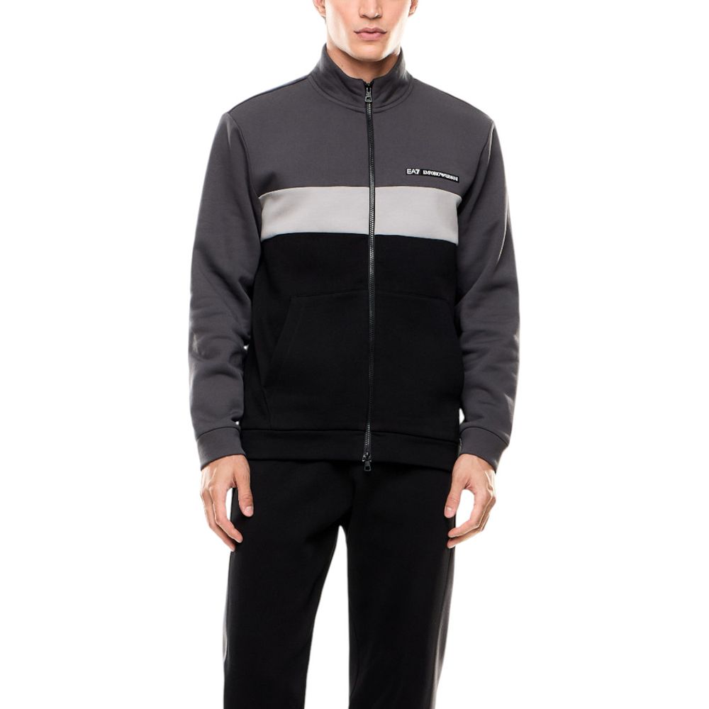 EA7 Emporio Armani men cotton polyester Activewear in black, featuring a athletic Men's Cotton Polyester Activewear design with high-performance .
