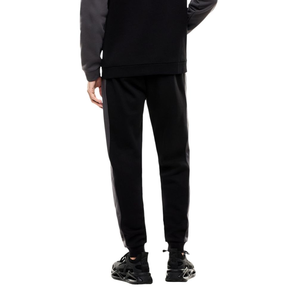 EA7 Emporio Armani men cotton polyester Activewear in black, featuring a athletic Men's Cotton Polyester Activewear design with high-performance .