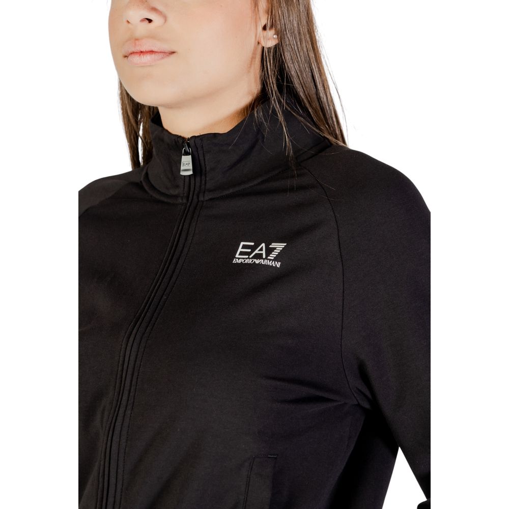 Track Jacket by EA7 Emporio Armani for women in stretch cotton black features a versatile silhouette, showcasing a versatile and detailed with performance-driven .