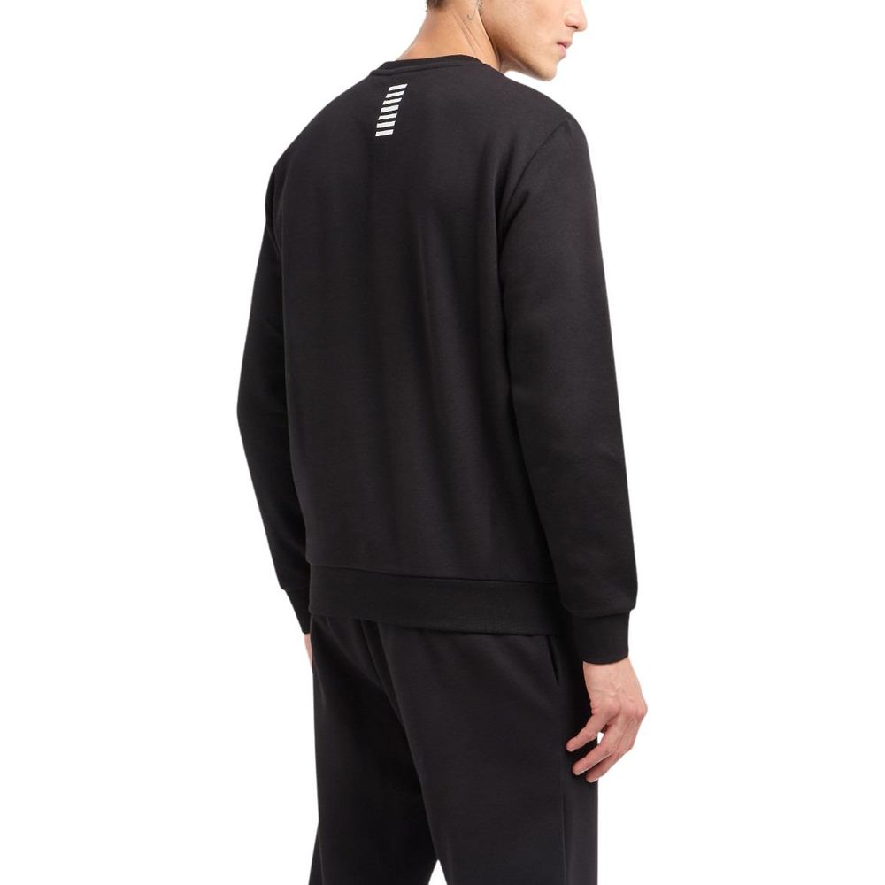 Activewear Sweatshirt by EA7 Emporio Armani for men in cotton polyester black showcases a versatile silhouette, artfully detailed with a versatile crew neckline and for a versatile finish with .