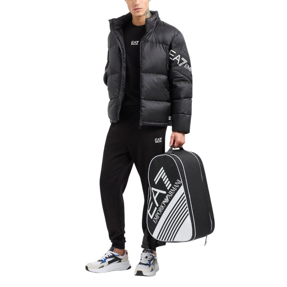 Activewear Sweatshirt by EA7 Emporio Armani for men in cotton polyester black presents a ergonomic silhouette, showcasing a sophisticated crew neckline and detailed with premium for a ergonomic finish.