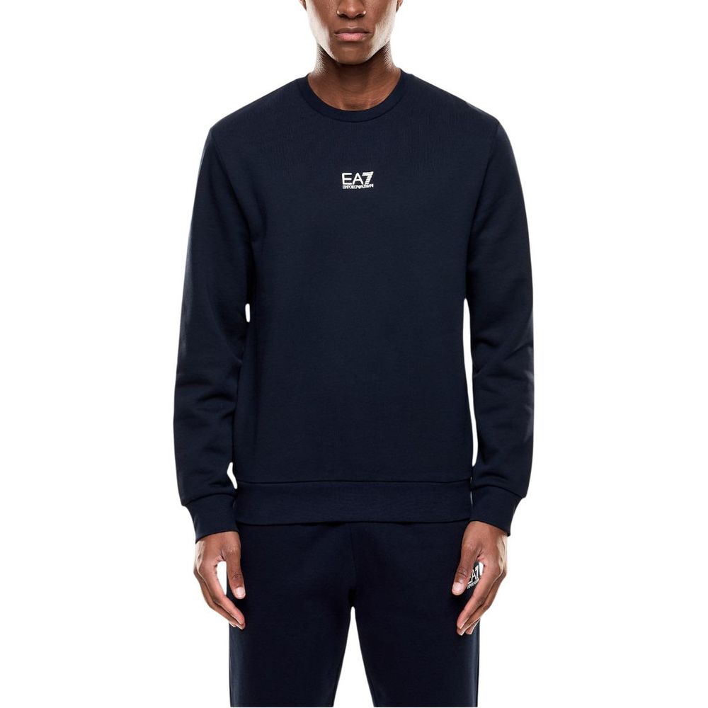 EA7 Emporio Armani Men's Crew-Neck Cotton Polyester Activewear Sweatshirt - Blue