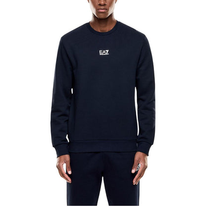 EA7 Emporio Armani Men's Crew-Neck Cotton Polyester Activewear Sweatshirt - Blue
