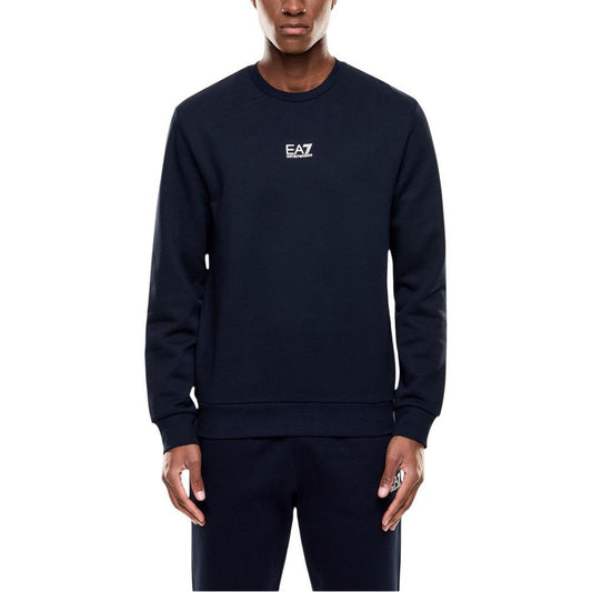 EA7 Emporio Armani Men's Crew-Neck Cotton Polyester Activewear Sweatshirt - Blue