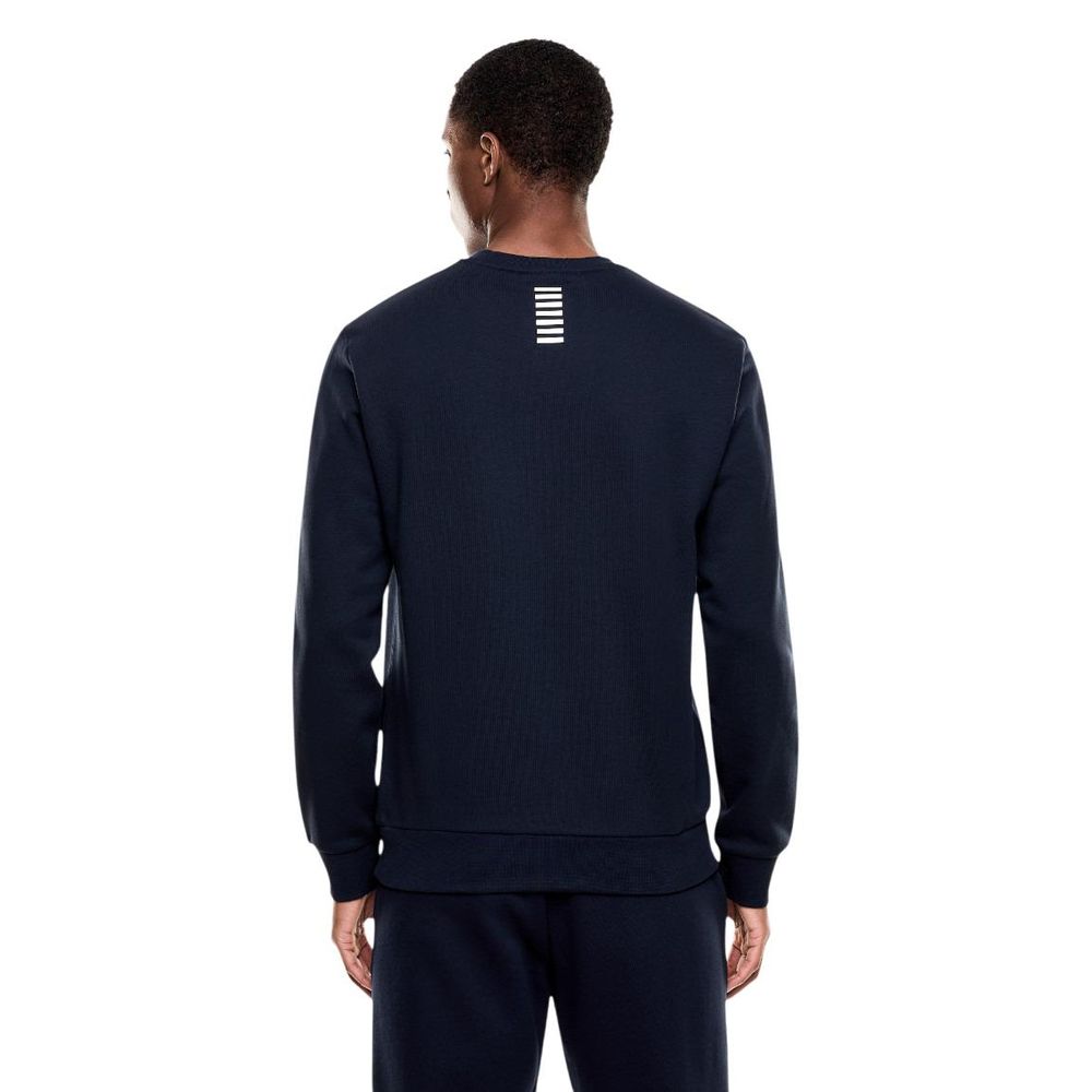 EA7 Emporio Armani Men's Crew-Neck Cotton Polyester Activewear Sweatshirt - Blue
