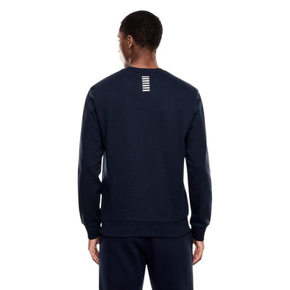 EA7 Emporio Armani Men's Crew-Neck Cotton Polyester Activewear Sweatshirt - Blue
