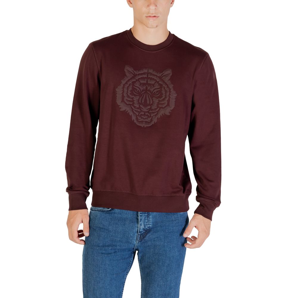 Activewear Sweatshirt by Antony Morato for men in stretch polyester cotton bordeaux presents a dynamic silhouette, featuring a dynamic crew neckline and detailed with functional .