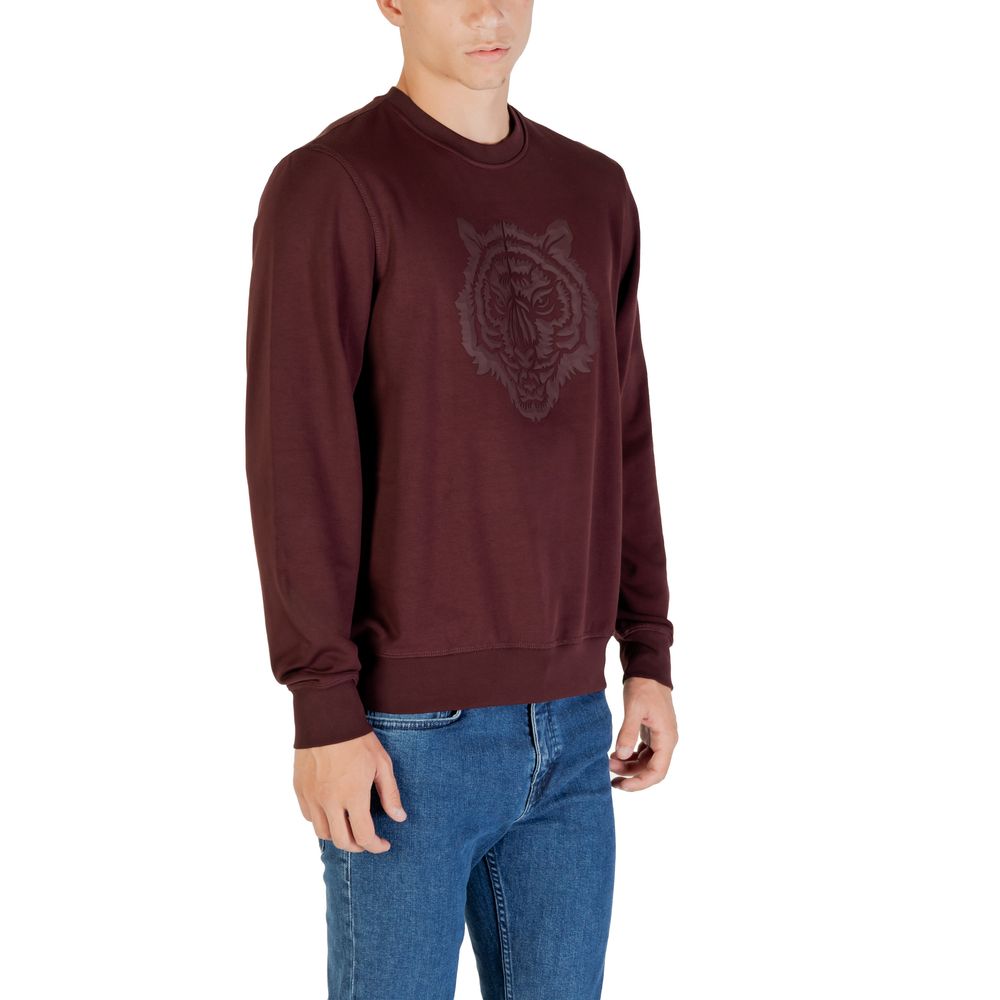 Activewear Sweatshirt by Antony Morato for men in stretch polyester cotton bordeaux presents a dynamic silhouette, featuring a dynamic crew neckline and detailed with functional .