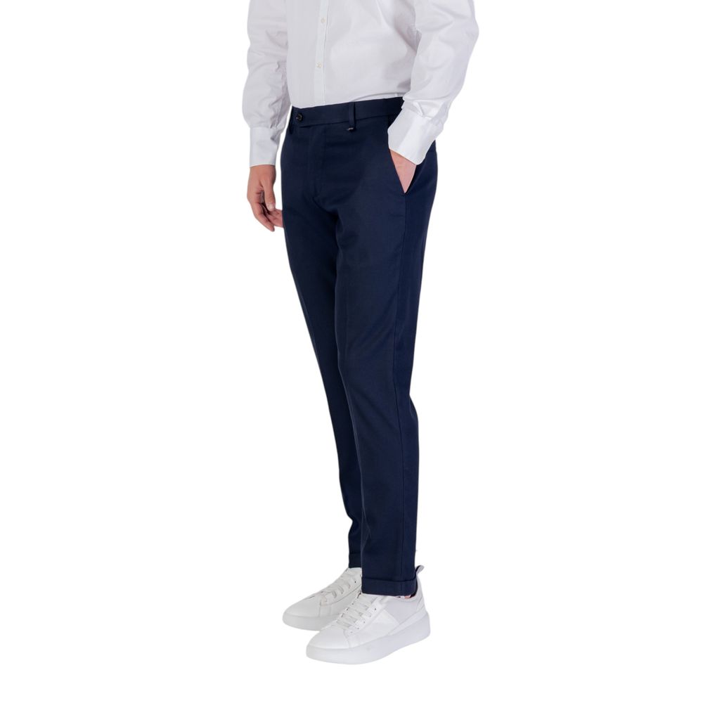 Trousers by Antony Morato for men in stretch polyester viscose twill blue presents a smart silhouette, meticulously detailed with a smart skinny, slim & cropped, a smart cropped, and a smart .