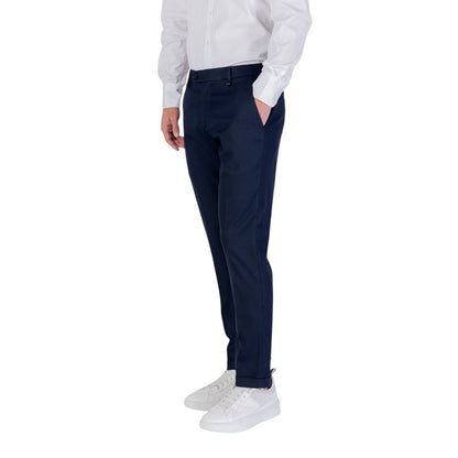 Trousers by Antony Morato for men in stretch polyester viscose twill blue presents a smart silhouette, meticulously detailed with a smart skinny, slim & cropped, a smart cropped, and a smart .