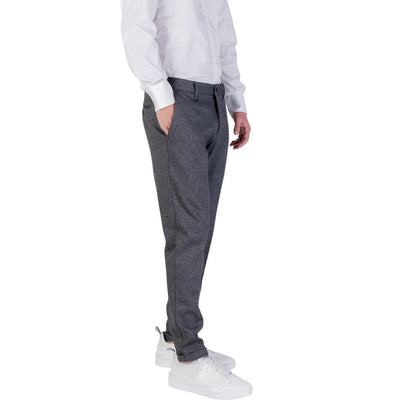 Trousers by Antony Morato for men in stretch poly & wool gray features a sculptural silhouette, showcasing a sculptural skinny and long with a sophisticated for a sculptural finish.