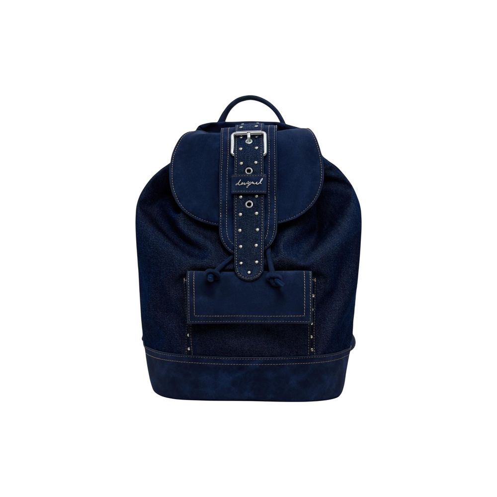 Desigual Poly Cotton Small Travel Flap Backpack - Blue Signature