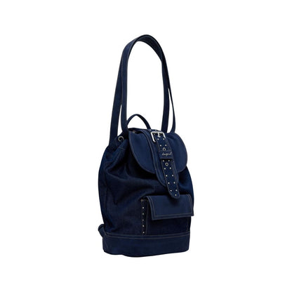 Desigual Poly Cotton Small Travel Flap Backpack - Blue Signature