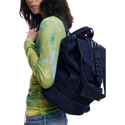 Desigual Poly Cotton Small Travel Flap Backpack - Blue Signature