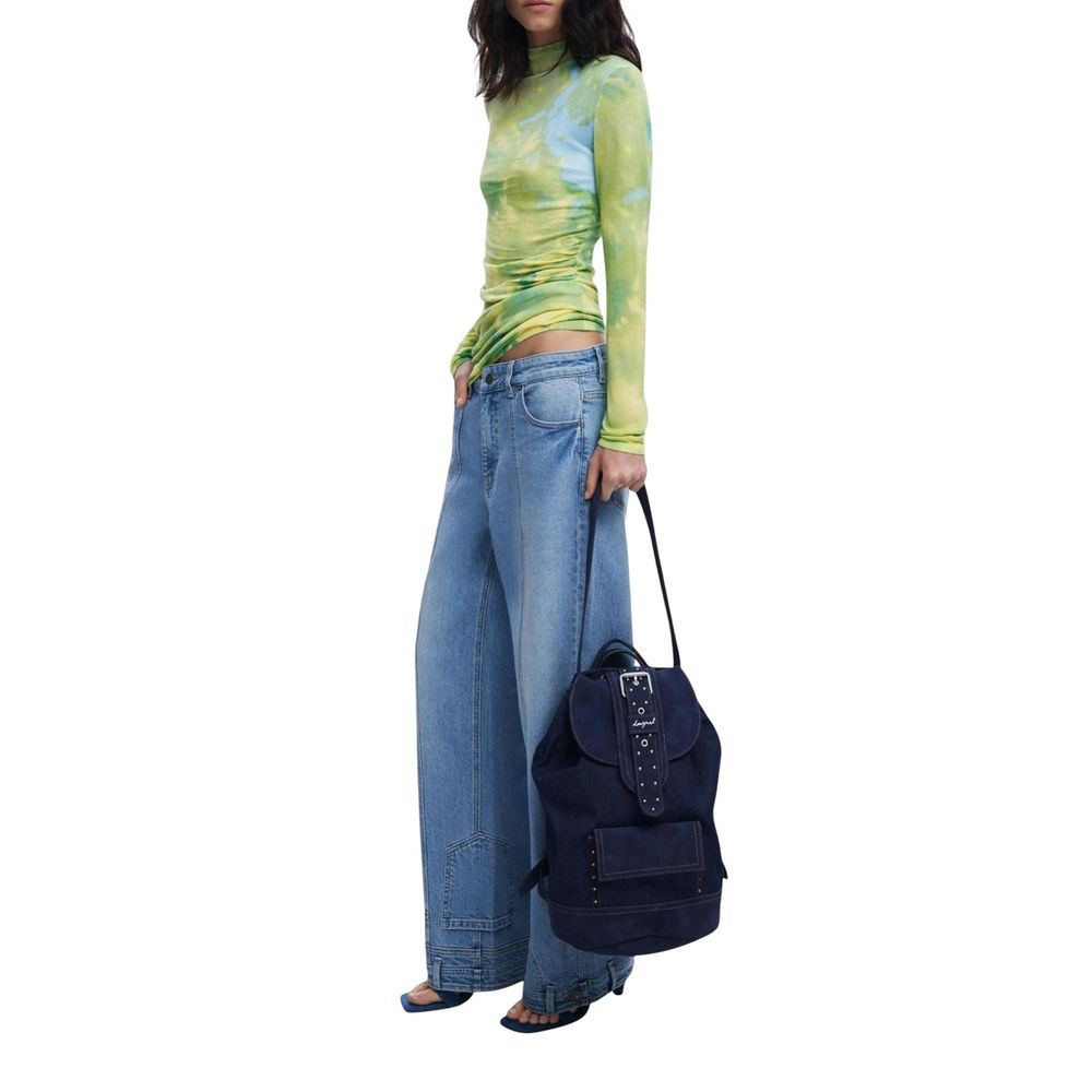 Desigual Poly Cotton Small Travel Flap Backpack - Blue Signature