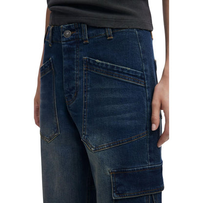 Jeans by Desigual for women in stretch denim cotton blue features a polished silhouette with a polished relaxed-fit, wide & boyfriend, reaching a polished long and finished with a polished .