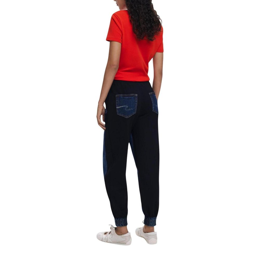 Activewear Jogger Pants by Desigual for women in stretch cotton blue features an kinetic relaxed-fit and long with a , showcasing high-performance for an kinetic look.