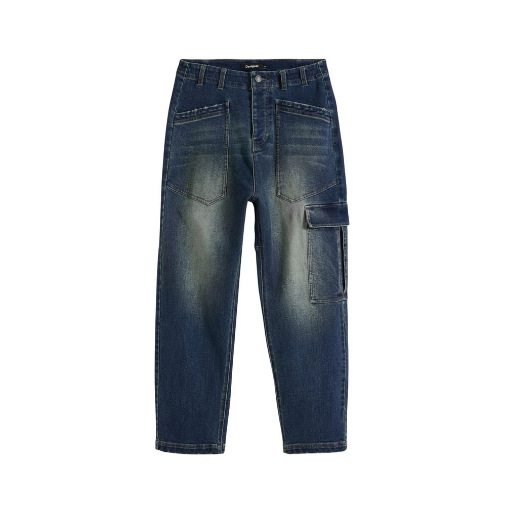 Jeans by Desigual for women in stretch denim cotton blue features an refined tailoring silhouette, showcasing a premium relaxed-fit, wide & boyfriend with a and long cut for a refined tailoring look.