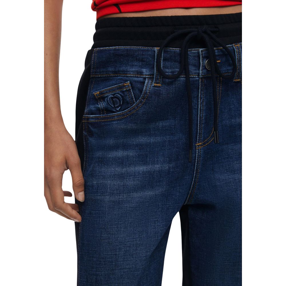 Activewear Jogger Pants by Desigual for women in stretch cotton blue features a versatile silhouette, integrating performance with a versatile relaxed-fit, long, and comfortable .