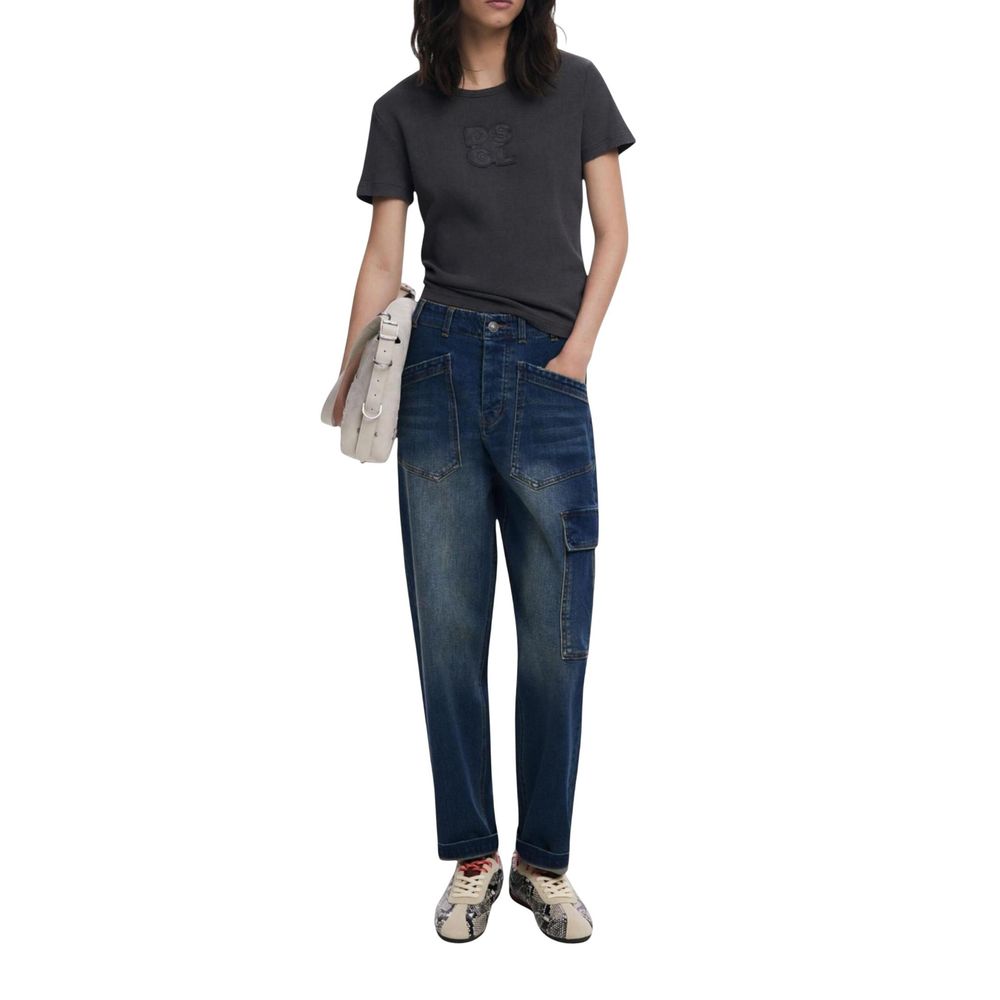 Jeans by Desigual for women in stretch denim cotton blue presents a refined pantology silhouette, artfully defined by a refined pantology relaxed-fit, wide & boyfriend, long, and a sophisticated .