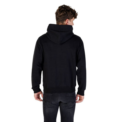 Hooded Hoodie by Replay for men in cotton & kangaroo black features an avant-garde silhouette, showcasing a sophisticated hooded neckline and detail for a truly avant-garde finish.