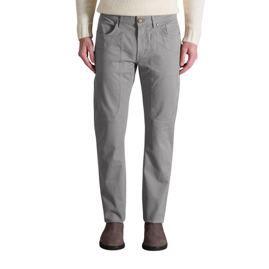 Trousers by Jeckerson for men in stretch cotton gray features a artisanal silhouette, showcasing a sophisticated skinny & slim with a long and for a artisanal finish.