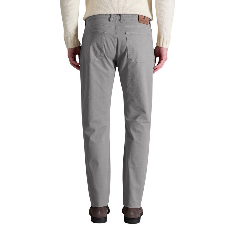 Trousers by Jeckerson for men in stretch cotton gray presents a smart silhouette, meticulously detailed with a smart skinny & slim, a smart long, and a smart .