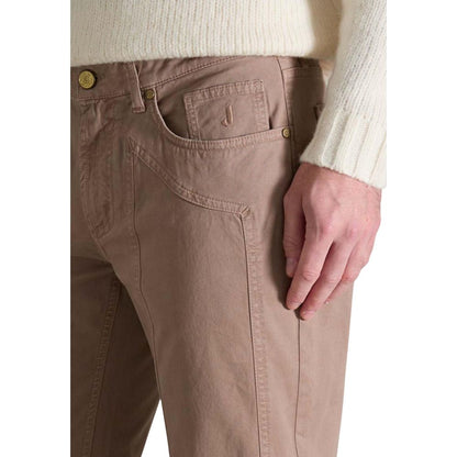 Trousers by Jeckerson for men in stretch cotton beige features a tailored silhouette with a tailored skinny & slim, defined by its long and a sophisticated .