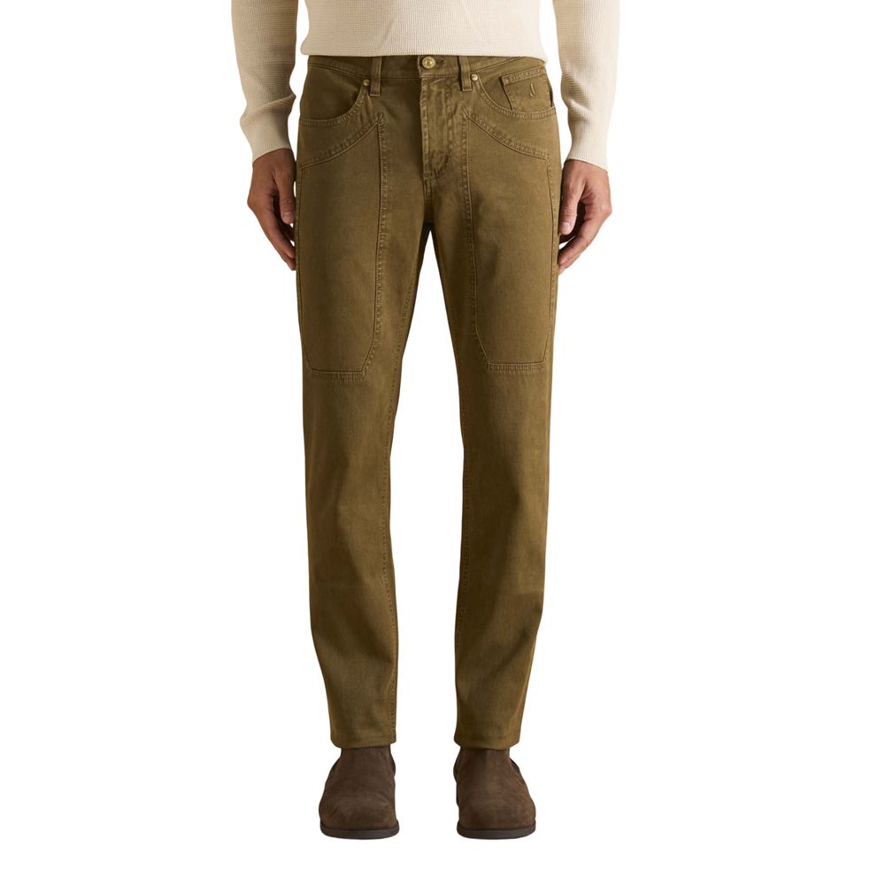 Jeans by Jeckerson for men in denim cotton brown features an refined tailoring silhouette, showcasing a premium skinny & slim with a and long cut for a refined tailoring look.