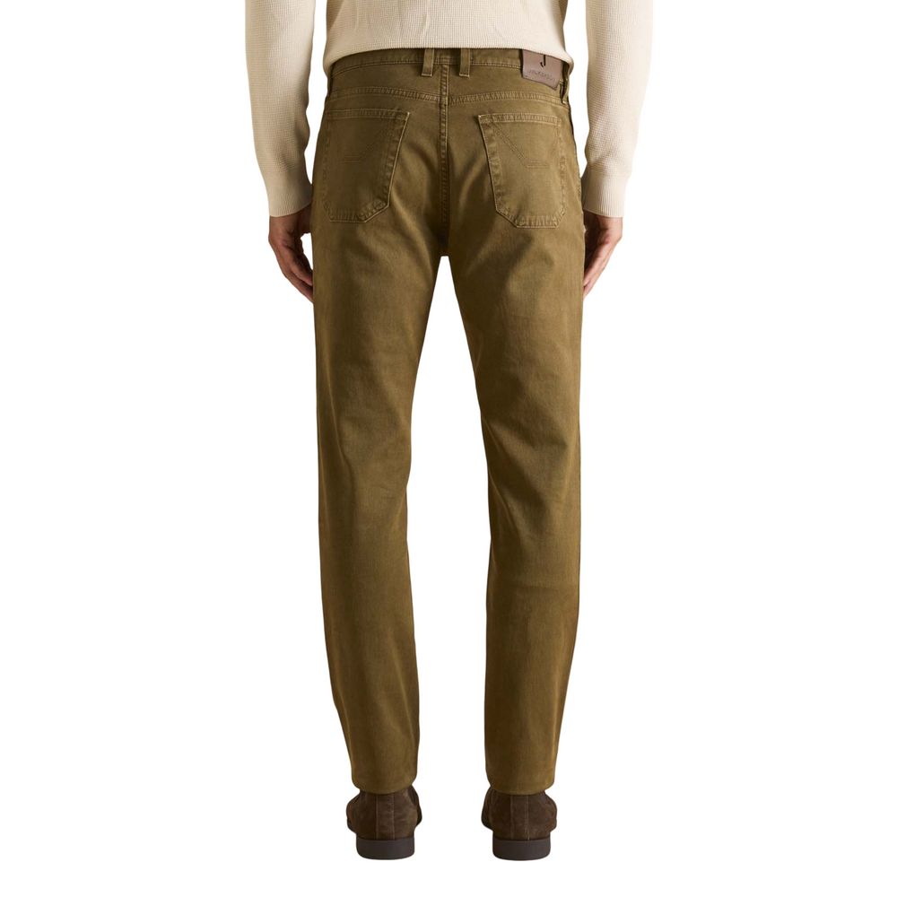 Jeans by Jeckerson for men in denim cotton brown presents a tailored silhouette, showcasing a tailored skinny & slim and long cut with a refined for a truly tailored aesthetic.