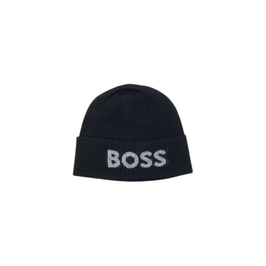 Hat by Hugo Boss for men in viscose & virgin wool black presents a refined silhouette from the Viscose & Virgin Wool Hat collection, showcasing a refined design that defines modern luxury.
