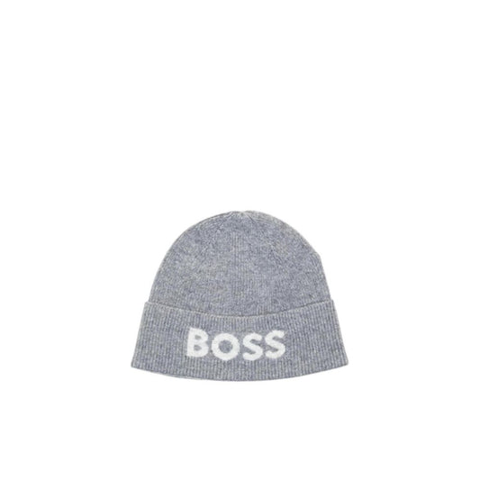 Hat by Hugo Boss for men in viscose & virgin wool gray features an exquisite silhouette, showcasing the exquisite craftsmanship of this Viscose & Virgin Wool Hat.
