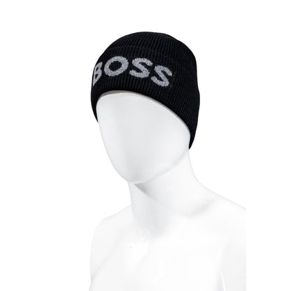 Hat by Hugo Boss for men in viscose & virgin wool black features a ethereal silhouette, showcasing the ethereal design of this Viscose & Virgin Wool Hat for a sophisticated, premium look.