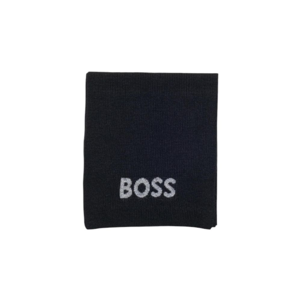 Scarf by Hugo Boss for men in virgin wool & viscose black presents a ethereal silhouette, artfully capturing the sophisticated design and premium aesthetic of the Virgin Wool & Viscose Scarf.