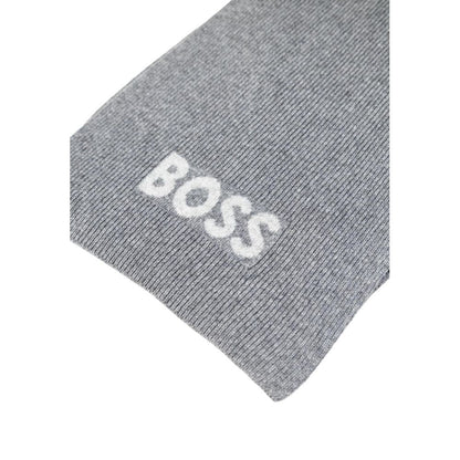 Scarf by Hugo Boss for men in virgin wool & viscose gray features a ethereal silhouette, artfully capturing the essence of the ethereal Virgin Wool & Viscose Scarf design for a sophisticated look.