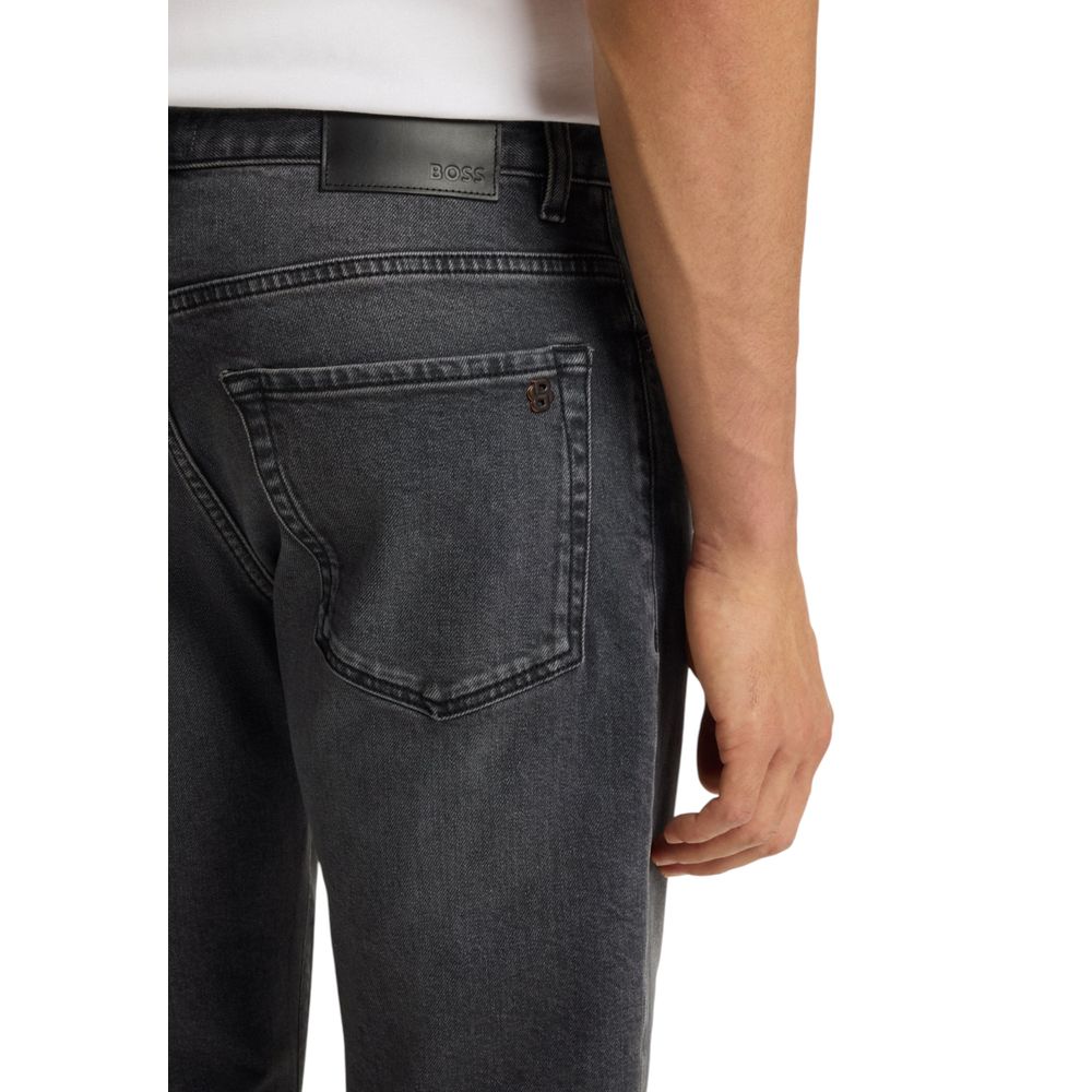 Hugo Boss Men's Straight-Leg Relaxed-Fit Regular-Fit Stretch Denim Cotton Jeans - Gray Natural