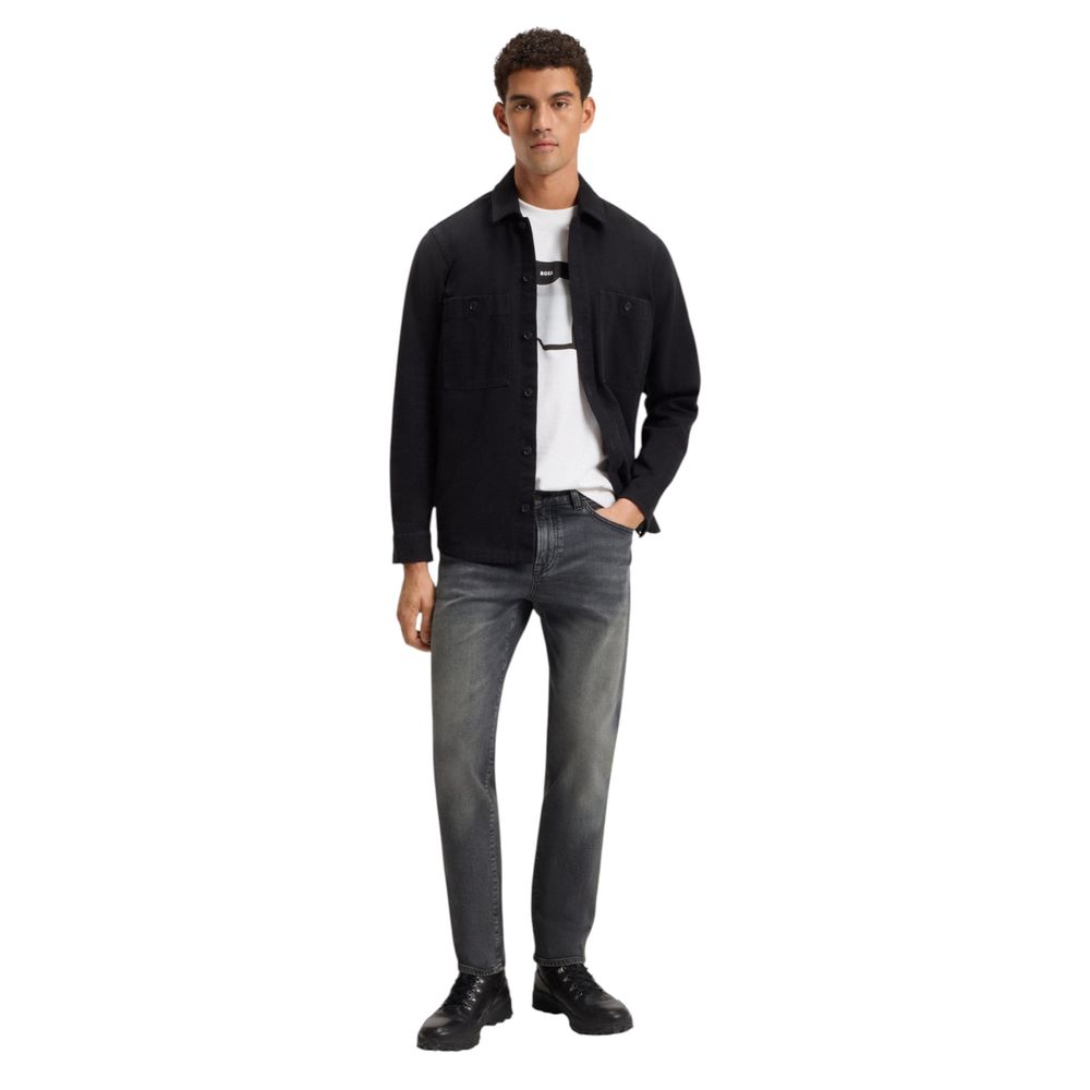 Hugo Boss Men's Straight-Leg Relaxed-Fit Regular-Fit Stretch Denim Cotton Jeans - Gray Natural