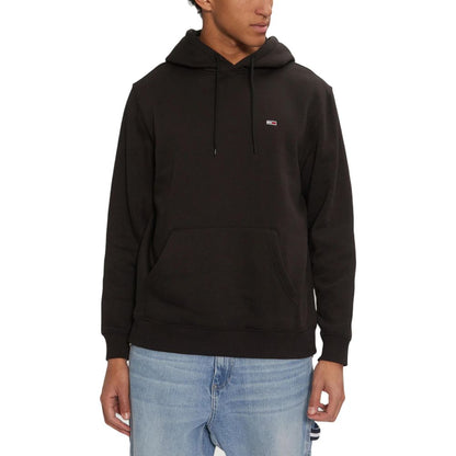 Hooded Hoodie by Tommy Hilfiger Jeans for men in cotton & kangaroo black features an avant-garde silhouette, showcasing a sophisticated hooded neckline and detail for a truly avant-garde finish.